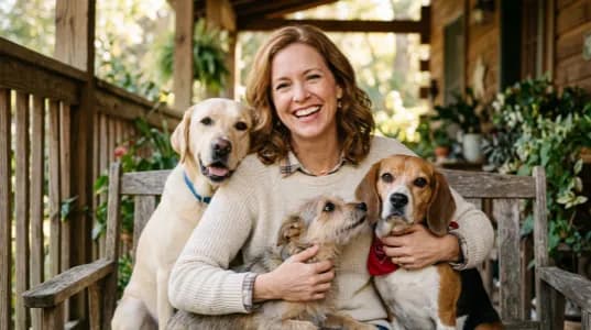 Emily Roberts com o seu cão