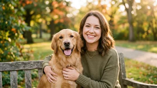 Sarah Mitchell com o seu cão