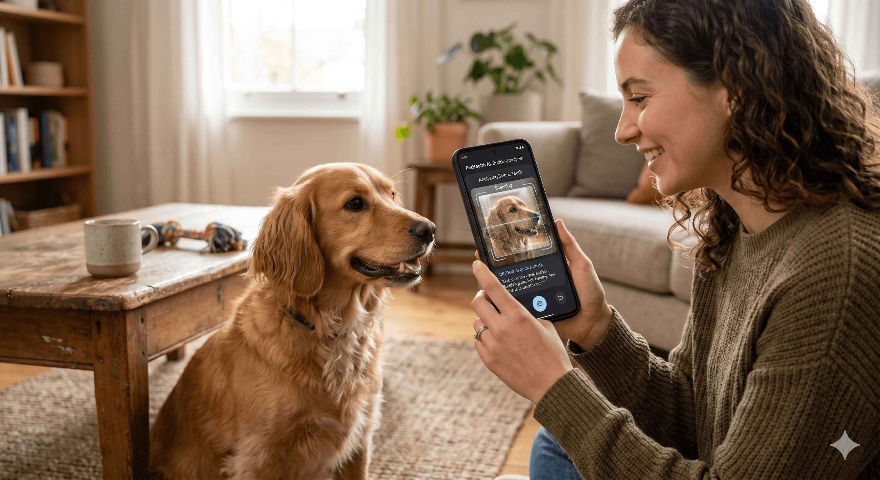 Golden retriever a segurar uma flor suavemente na boca
